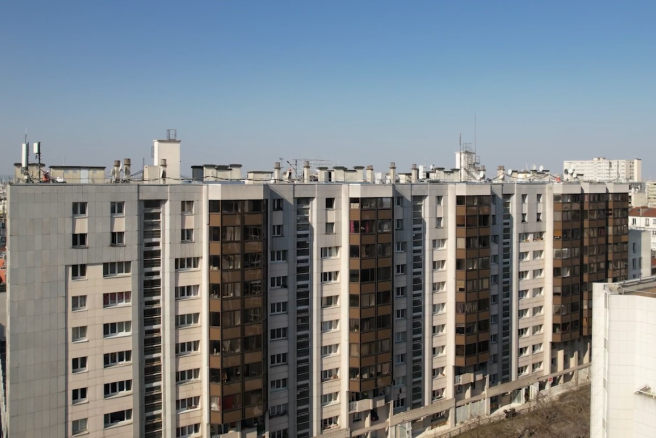 Photo aérienne de la résidence de la rue Duris avant le début des travaux