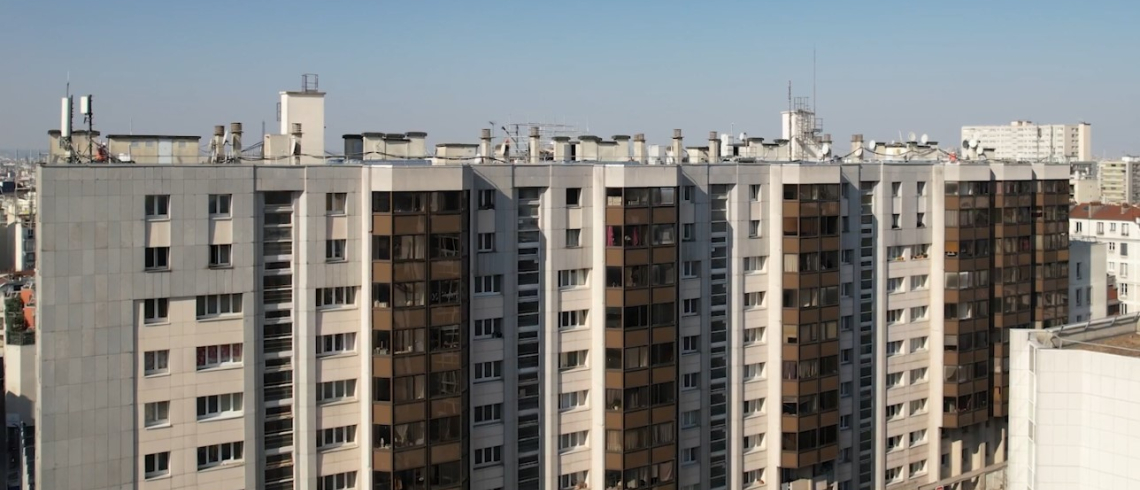 Photo aérienne de la résidence de la rue Duris avant le début des travaux