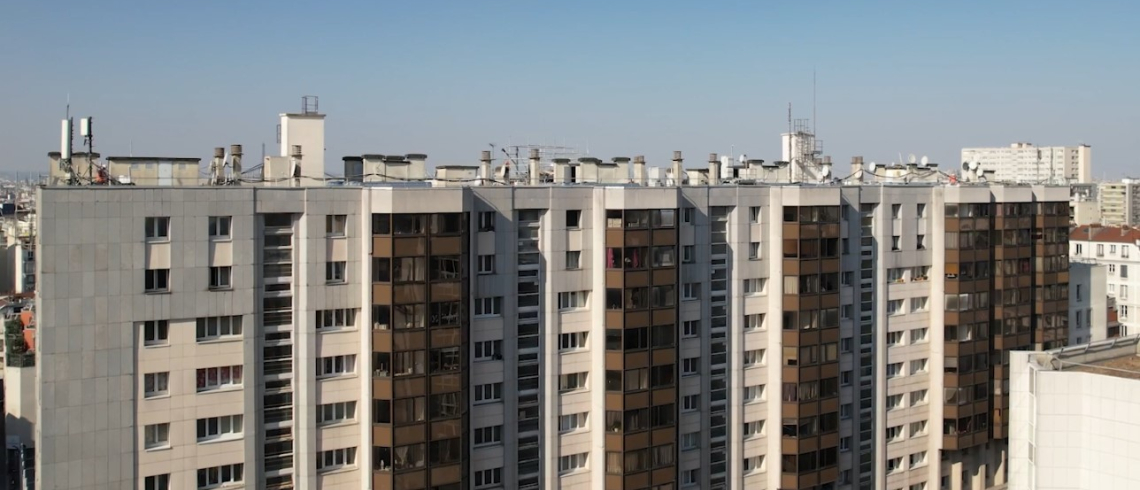 Photo aérienne de la résidence de la rue Duris avant le début des travaux