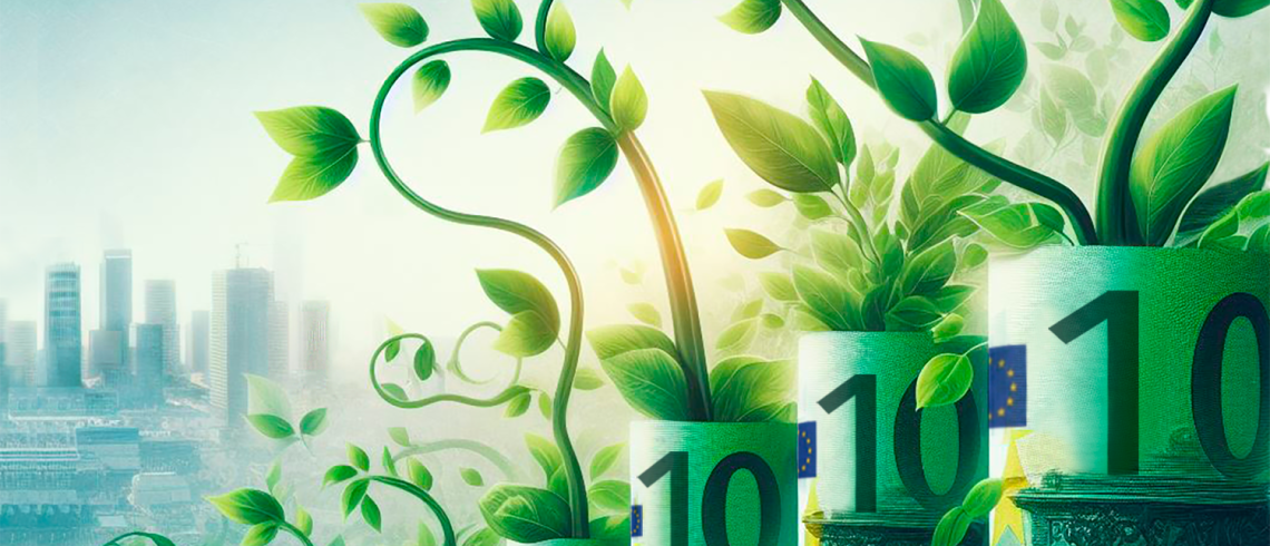 L'image présente une succession de billets verts au profit de l'environnement.