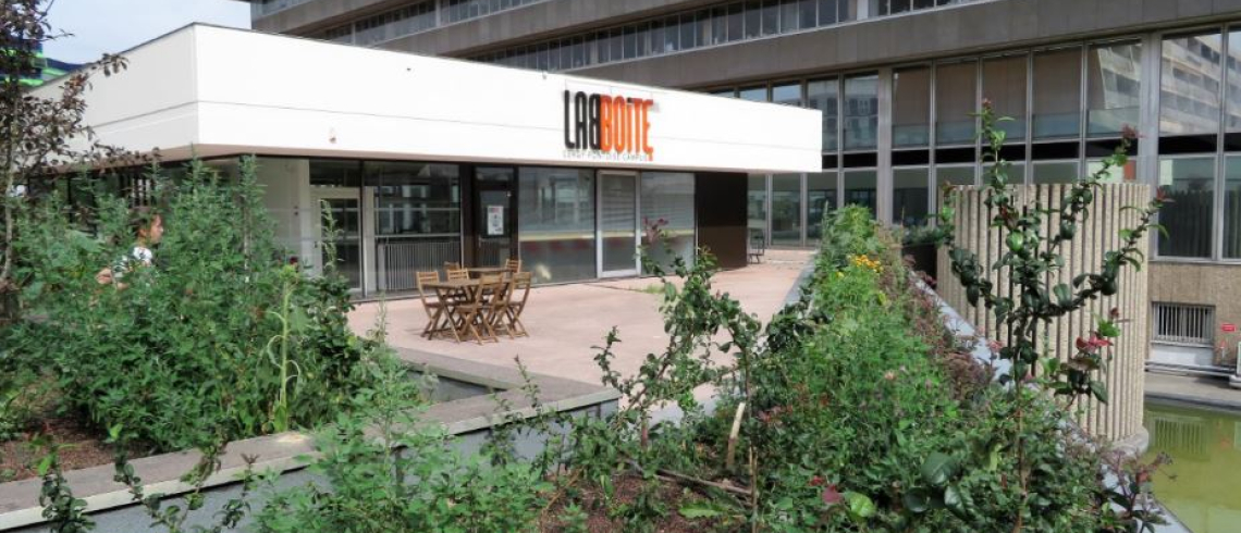 Vue extérieur de la "LabBoîte" à Cergy-Pontoise