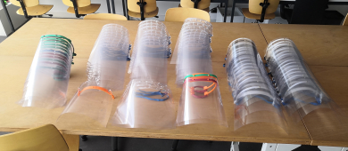 Photo de visières de protection lié au COVID-19 