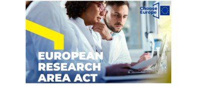 L’image met en avant l’initiative européenne « European Research Area Act ». Elle illustre la collaboration de chercheurs européens dans un espace de recherche commun, incarnant les valeurs d’excellence, de coopération et d’innovation. 
